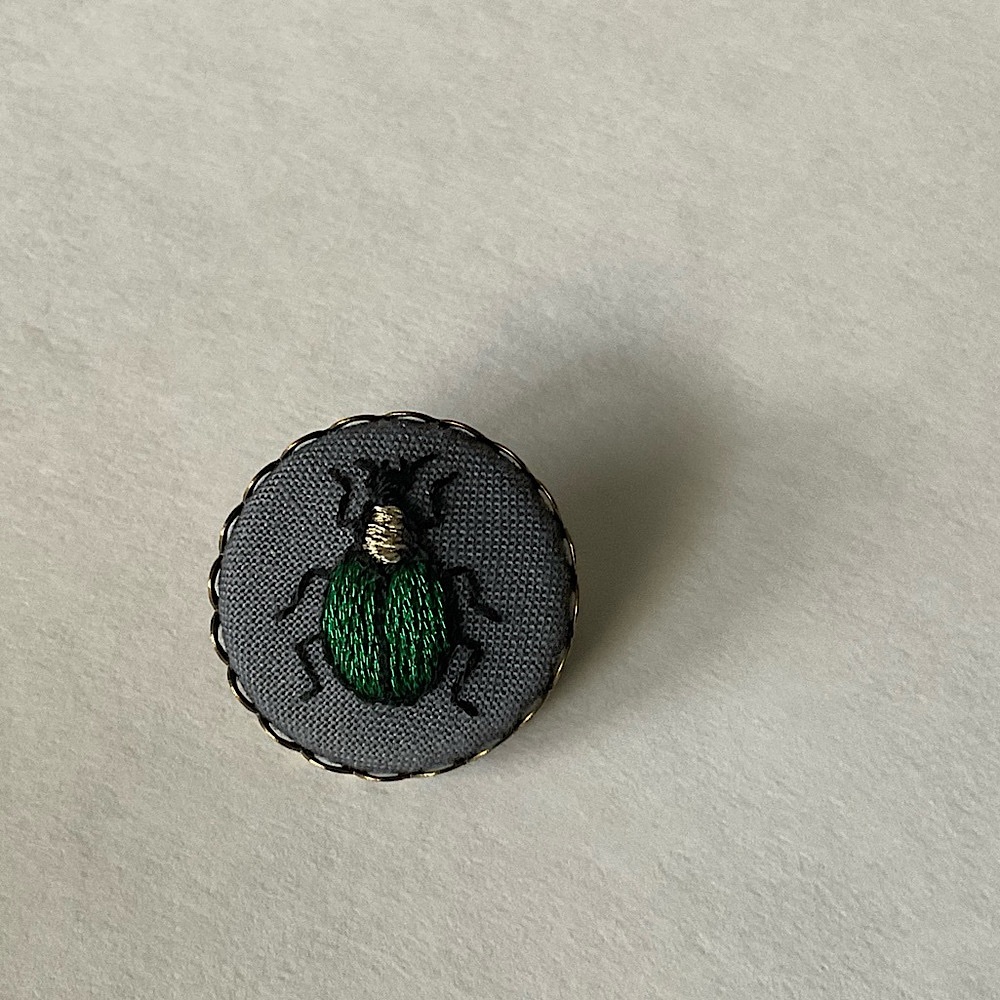 Unique Hand Embroidered Insect Brooch - Picture 2 of 3
